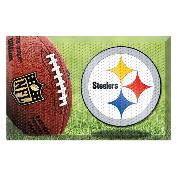 FanMats® - Pittsburgh Steelers 19" x 30" Rubber Scraper Door Mat with "Steelers" Logo