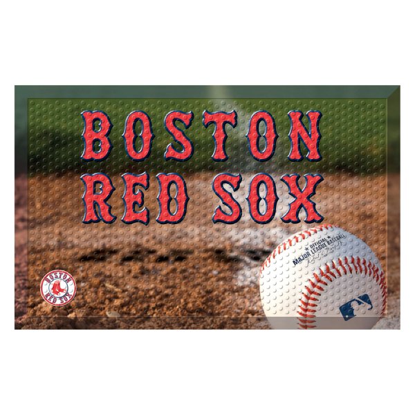 FanMats® - Boston Red Sox 19" x 30" Rubber Scraper Door Mat with "Boston Red Sox" Wordmark
