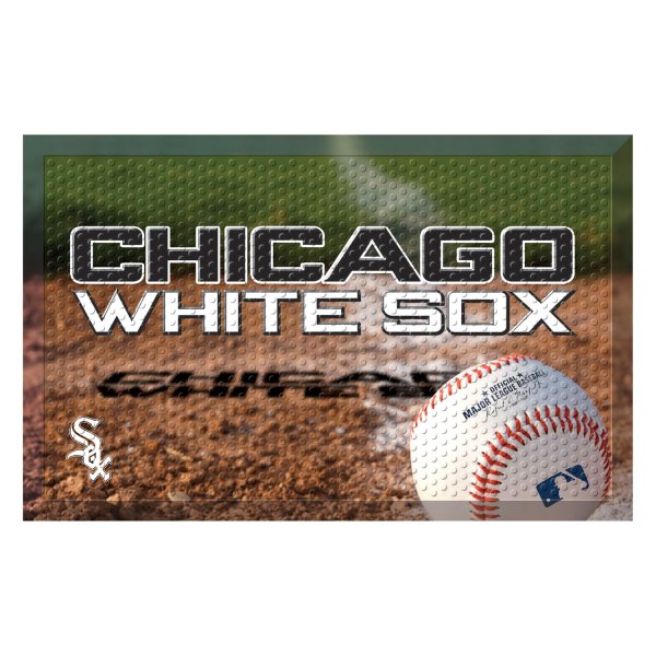 FanMats® - Chicago White Sox 19" x 30" Rubber Scraper Door Mat with "Chicago White Sox" Wordmark