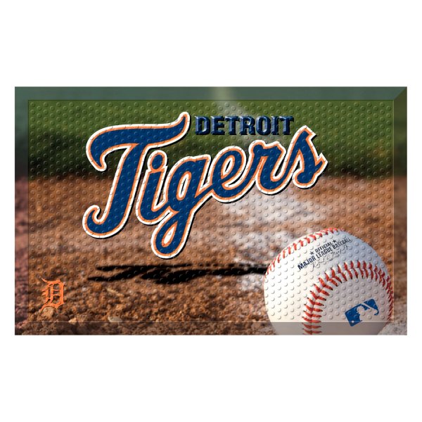 FanMats® - Detroit Tigers 19" x 30" Rubber Scraper Door Mat with "Detroit Tigers" Wordmark