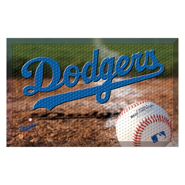 FanMats® - Los Angeles Dodgers 19" x 30" Rubber Scraper Door Mat with "Dodgers" Wordmark
