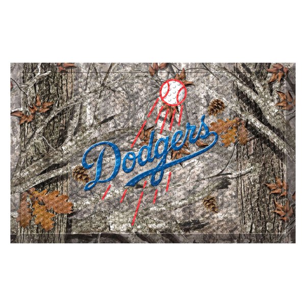 FanMats® - "Camo" Los Angeles Dodgers 19" x 30" Rubber Scraper Door Mat with "Script Dodgers with Baseball" Logo