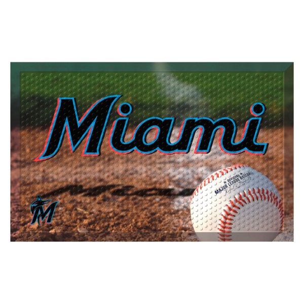 FanMats® - Miami Marlins 19" x 30" Rubber Scraper Door Mat with "Miami" Wordmark