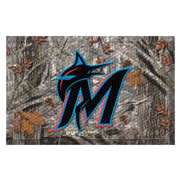 FanMats® - "Camo" Miami Marlins 19" x 30" Rubber Scraper Door Mat with "M" Logo