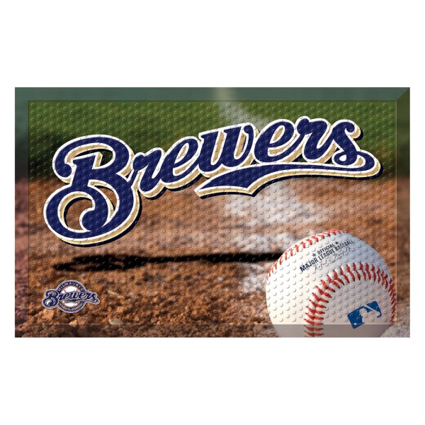 FanMats® - Milwaukee Brewers 19" x 30" Rubber Scraper Door Mat with "Brewers" Wordmark