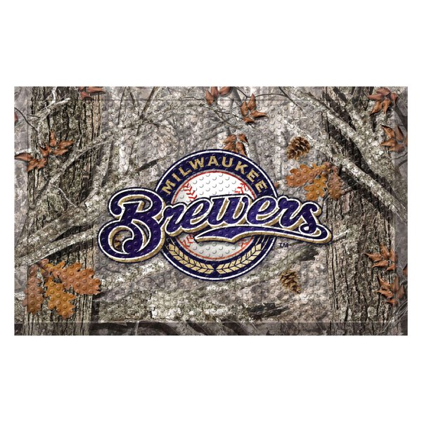 FanMats® - "Camo" Milwaukee Brewers 19" x 30" Rubber Scraper Door Mat with "Circular Milwaukee Brewers with Wheat" Logo