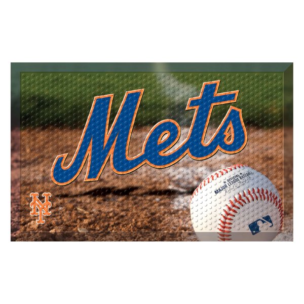 FanMats® - New York Mets 19" x 30" Rubber Scraper Door Mat with "Mets" Wordmark