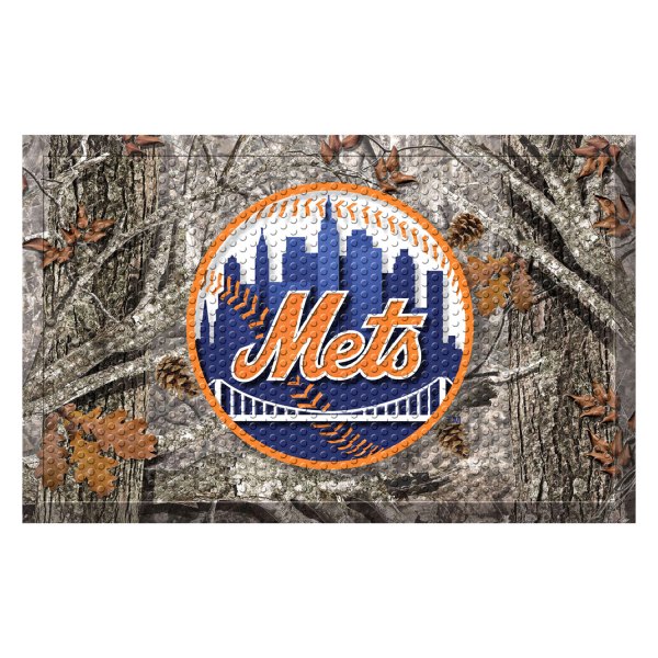 FanMats® - "Camo" New York Mets 19" x 30" Rubber Scraper Door Mat with "Circular Baseball with Script Mets" Logo