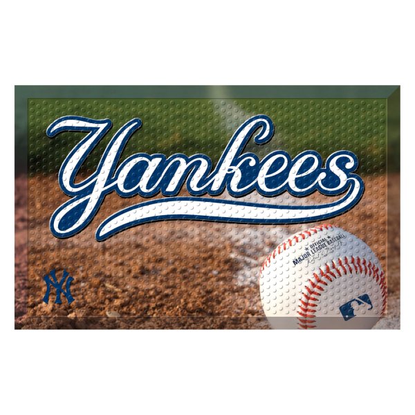 FanMats® - New York Yankees 19" x 30" Rubber Scraper Door Mat with "Yankees" Wordmark