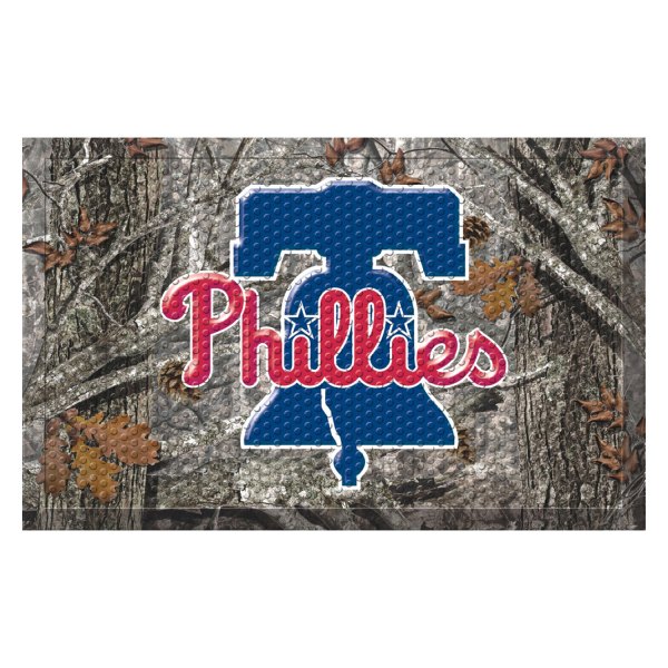 FanMats® - "Camo" Philadelphia Phillies 19" x 30" Rubber Scraper Door Mat with "Baseball Diamond, Bell & Script Phillies" Logo