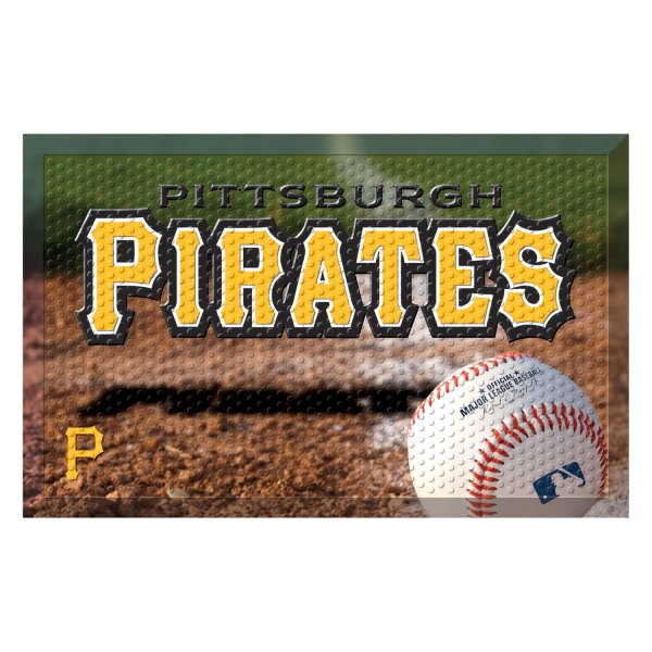 FanMats® - Pittsburgh Pirates 19" x 30" Rubber Scraper Door Mat with "Pittsburgh Pirates" Wordmark