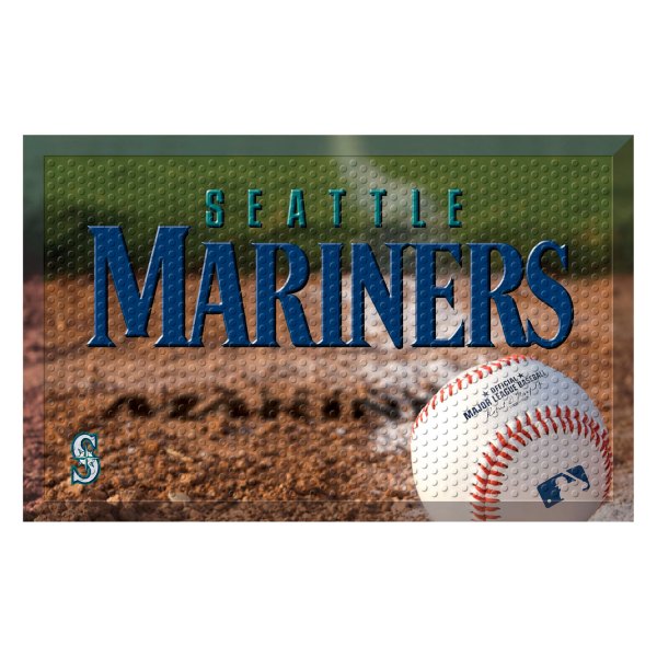 FanMats® - Seattle Mariners 19" x 30" Rubber Scraper Door Mat with "Seattle Mariners" Wordmark