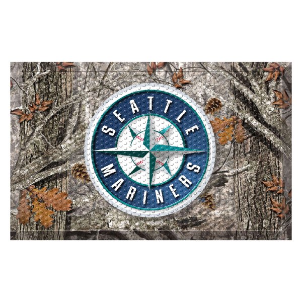 FanMats® - "Camo" Seattle Mariners 19" x 30" Rubber Scraper Door Mat with "Circular Seattle Mariners Compass" Logo