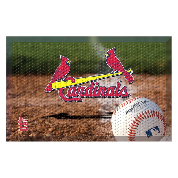 FanMats® - St. Louis Cardinals 19" x 30" Rubber Scraper Door Mat with "Two Cardinals with Bat & Cardinals Wordmark" Logo