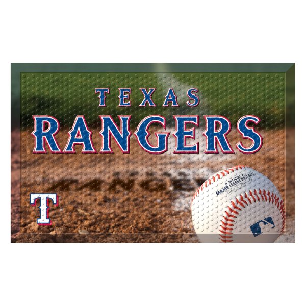 FanMats® - Texas Rangers 19" x 30" Rubber Scraper Door Mat with "Texas Rangers" Wordmark