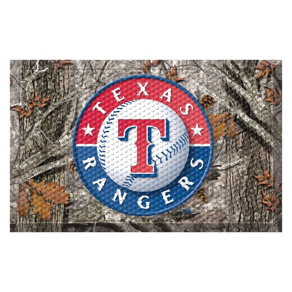 FanMats® - "Camo" Texas Rangers 19" x 30" Rubber Scraper Door Mat with "Circular Teaxas Rangers, Baseball & T" Logo