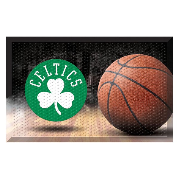 FanMats® - Boston Celtics 19" x 30" Rubber Scraper Door Mat with "Clover & Celtics" Logo