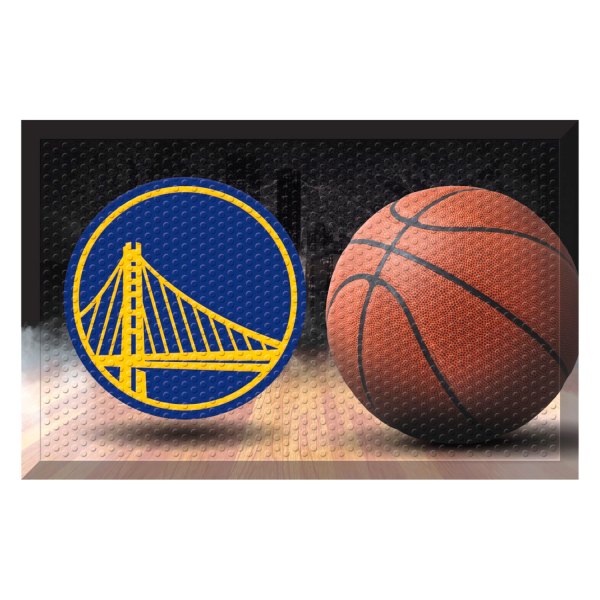 FanMats® - Golden State Warriors 19" x 30" Rubber Scraper Door Mat with "Circular Golden Gate" Logo
