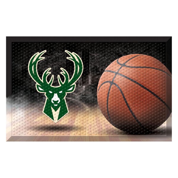 FanMats® - Milwaukee Bucks 19" x 30" Rubber Scraper Door Mat with "Buck" Logo