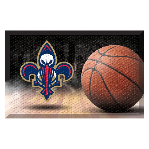 FanMats® - New Orleans Pelicans 19" x 30" Rubber Scraper Door Mat with "Fluer-de-lis Pelican" Secondary Logo