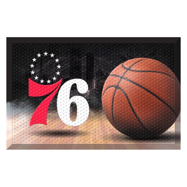 FanMats® - Philadelphia 76ers 19" x 30" Rubber Scraper Door Mat with "76 & Stars" Primary Logo