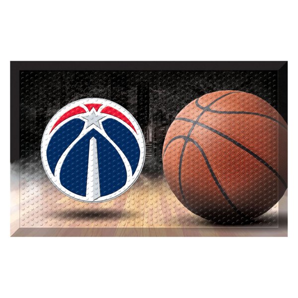 FanMats® - Washington Wizards 19" x 30" Rubber Scraper Door Mat with "Star Basketball" Primary Logo