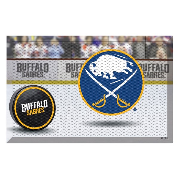 FanMats® - Buffalo Sabres 19" x 30" Rubber Scraper Door Mat with "Circle Buffalo Crossed Sabres" Logo