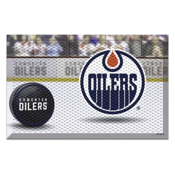 FanMats® - Edmonton Oilers 19" x 30" Rubber Scraper Door Mat with "Circle Oilers" Logo
