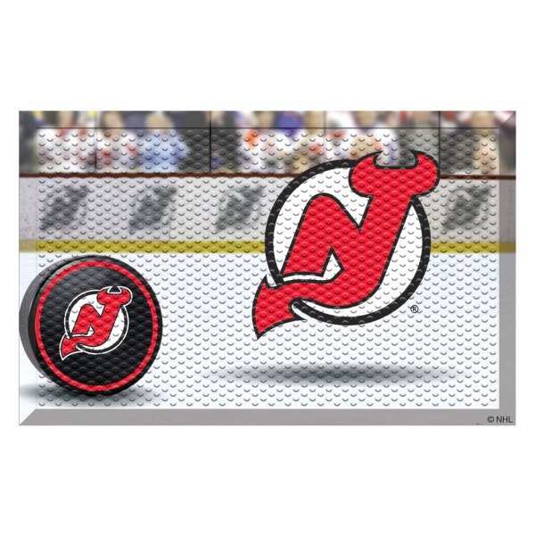 FanMats® - New Jersey Devils 19" x 30" Rubber Scraper Door Mat with "NJ Devil Horn" Logo