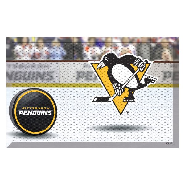 FanMats® - Pittsburgh Penguins 19" x 30" Rubber Scraper Door Mat with "Penguins" Logo
