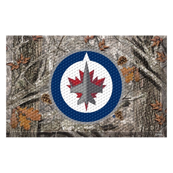 FanMats® - "Camo" Winnipeg Jets 19" x 30" Rubber Scraper Door Mat with "Jets Primary" Logo