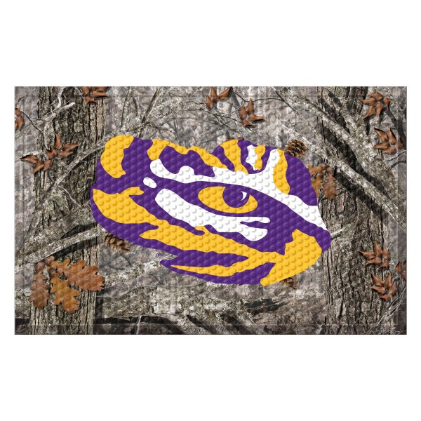 FanMats® - "Camo" Louisiana State University 19" x 30" Rubber Scraper Door Mat with "Tiger Eye" Logo