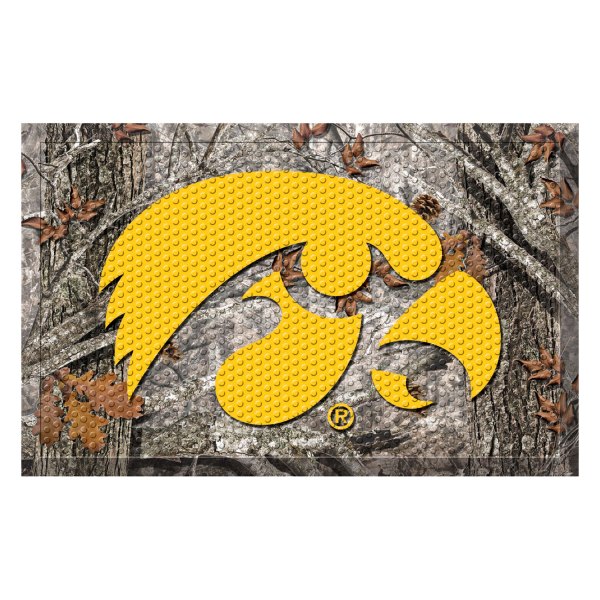 FanMats® - "Camo" University of Iowa 19" x 30" Rubber Scraper Door Mat with "Hawkeye" Logo