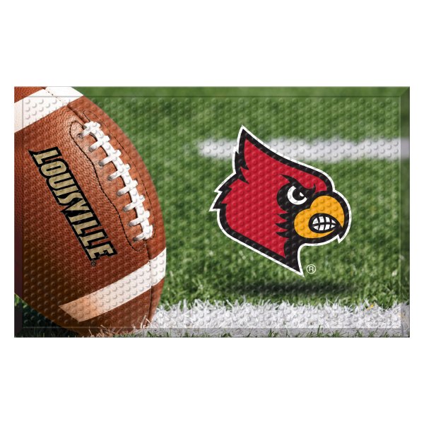 FanMats® - University of Louisville 19" x 30" Rubber Scraper Door Mat with "Cardinal" Logo