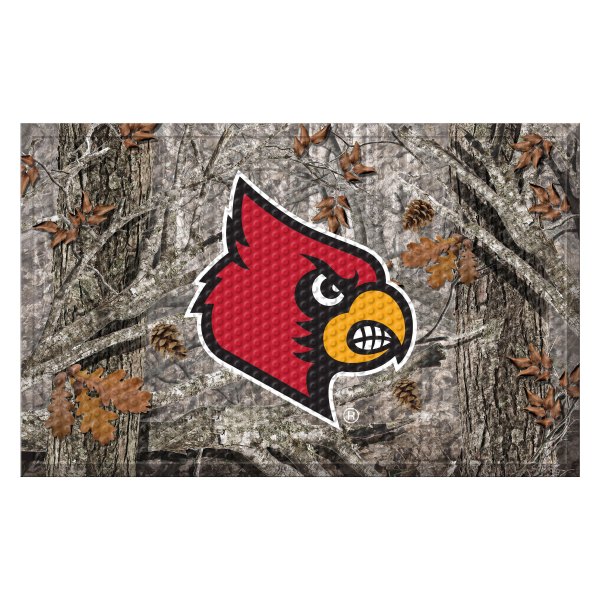 FanMats® - "Camo" University of Louisville 19" x 30" Rubber Scraper Door Mat with "Cardinal" Logo
