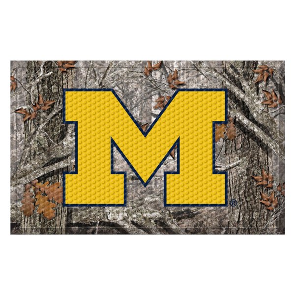 FanMats® - "Camo" University of Michigan 19" x 30" Rubber Scraper Door Mat with "Block M" Logo