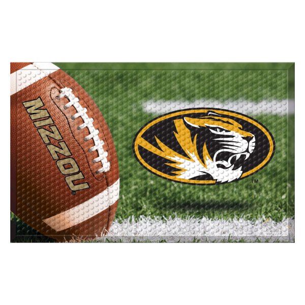 FanMats® - University of Missouri 19" x 30" Rubber Scraper Door Mat with "Oval Tiger" Logo