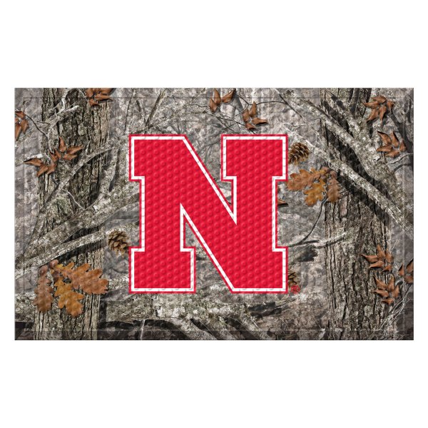 FanMats® - "Camo" University of Nebraska 19" x 30" Rubber Scraper Door Mat with "Block N" Logo