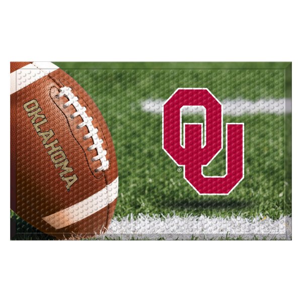 FanMats® - University of Oklahoma 19" x 30" Rubber Scraper Door Mat with "OU" Logo