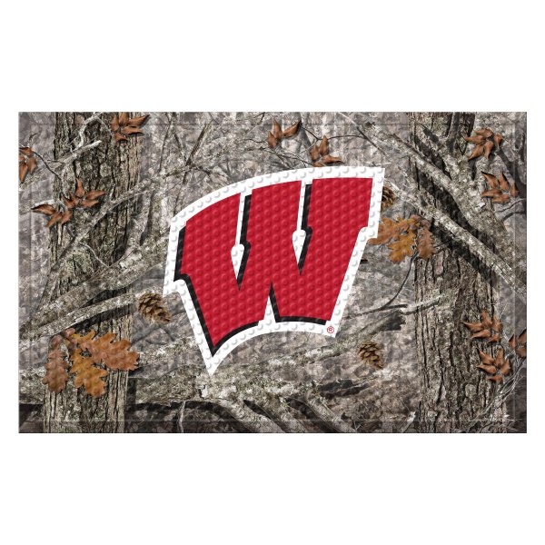FanMats® - "Camo" University of Wisconsin 19" x 30" Rubber Scraper Door Mat with "W" Logo