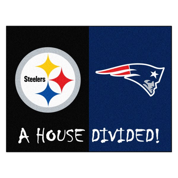 FanMats® - Pittsburgh Steelers/New England Patriots 33.75" x 42.5" Nylon Face House Divided Floor Mat