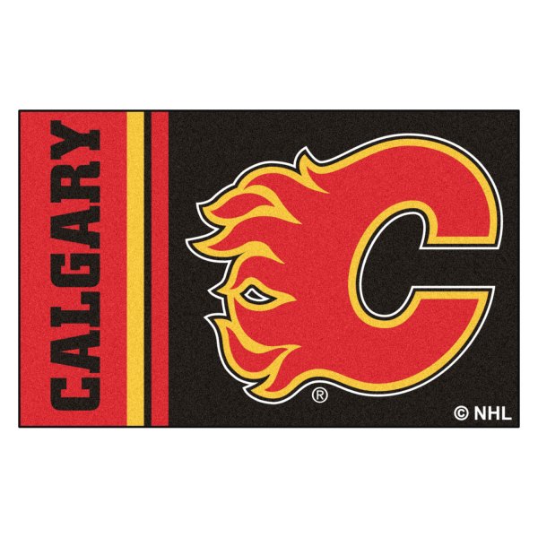 FanMats® - Calgary Flames 19" x 30" Nylon Face Uniform Starter Mat with "Flaming C" Logo & Wordmark