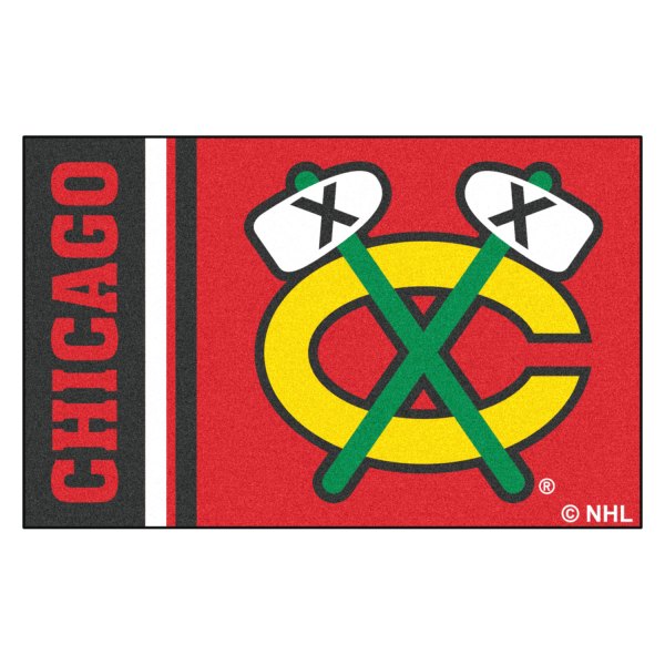 FanMats® - Chicago Blackhawks 19" x 30" Nylon Face Uniform Starter Mat with Alternative Logo  & Wordmark