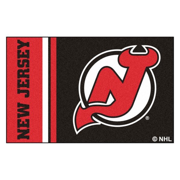FanMats® - New Jersey Devils 19" x 30" Nylon Face Uniform Starter Mat with "NJ Devil Horn" Logo & Wordmark