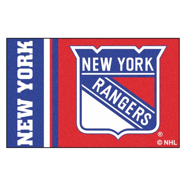 FanMats® - New York Rangers 19" x 30" Nylon Face Uniform Starter Mat with "New York Rangers Shield" Logo & Wordmark
