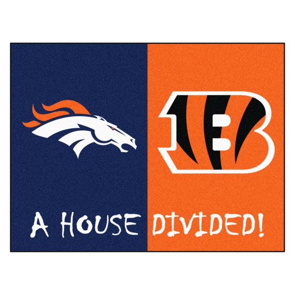 FanMats® - Denver Broncos/Cincinnati Bengals 33.75" x 42.5" Nylon Face House Divided Floor Mat