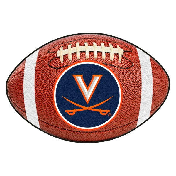 FanMats® - University of Virginia 20.5" x 32.5" Nylon Face Football Ball Floor Mat with "V with Swords" Logo