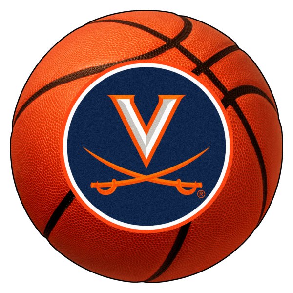 FanMats® - University of Virginia 27" Dia Nylon Face Basketball Ball Floor Mat with "V with Swords" Logo