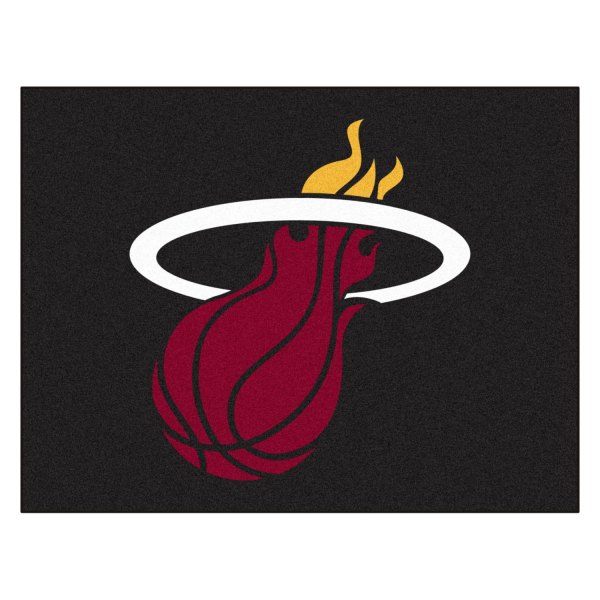 FanMats® - Miami Heat 33.75" x 42.5" Nylon Face All-Star Floor Mat with "Flaming Basketball" Logo