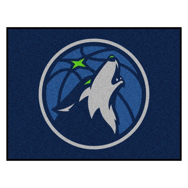 FanMats® - Minnesota Timberwolves 33.75" x 42.5" Nylon Face All-Star Floor Mat with "Basketball & Wolf" Partial Logo